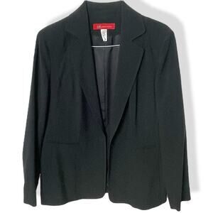 Anne Klein black suit jacket blazer front button 16 pockets